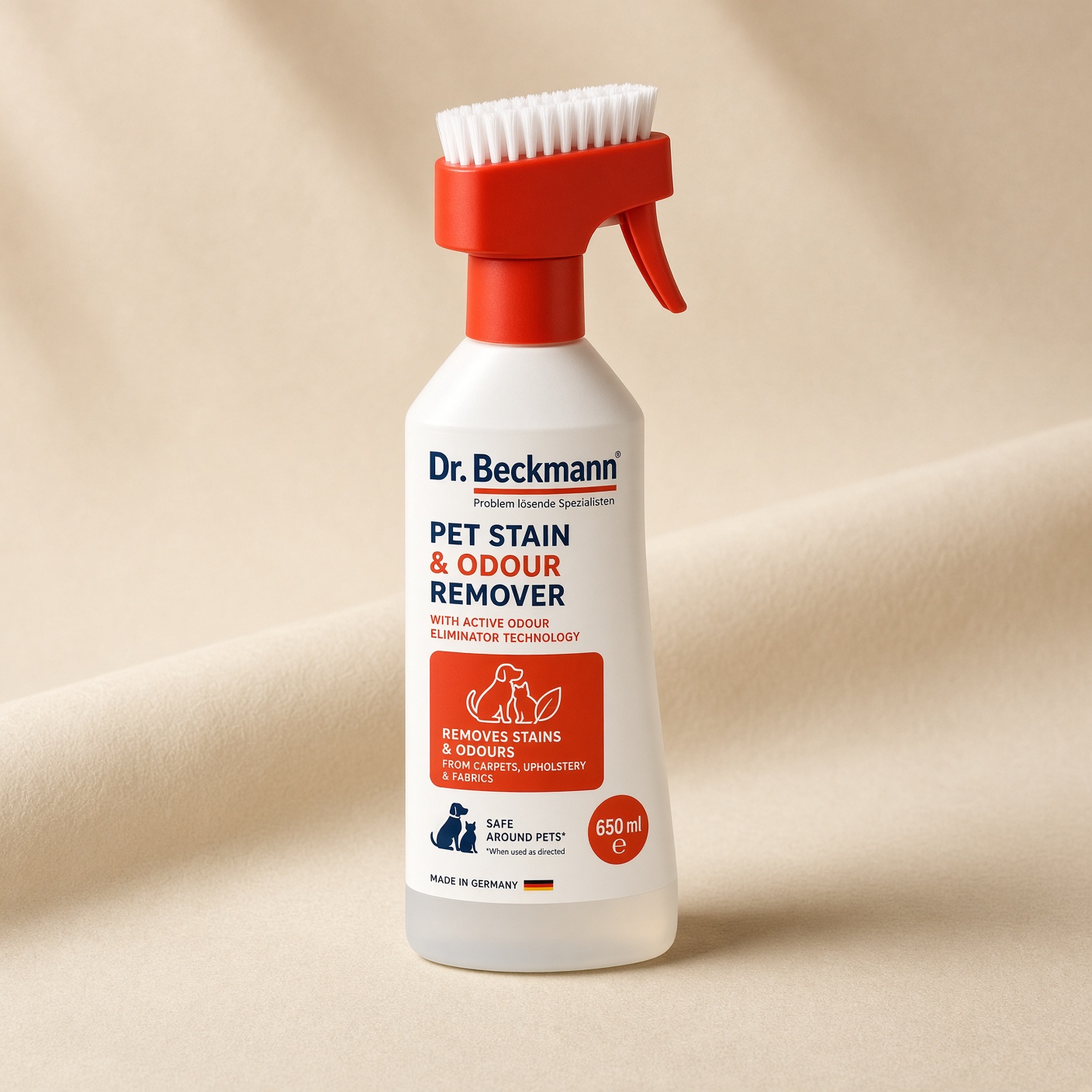 Dr. Beckmann pet stain and odour remover bottle with applicator brush