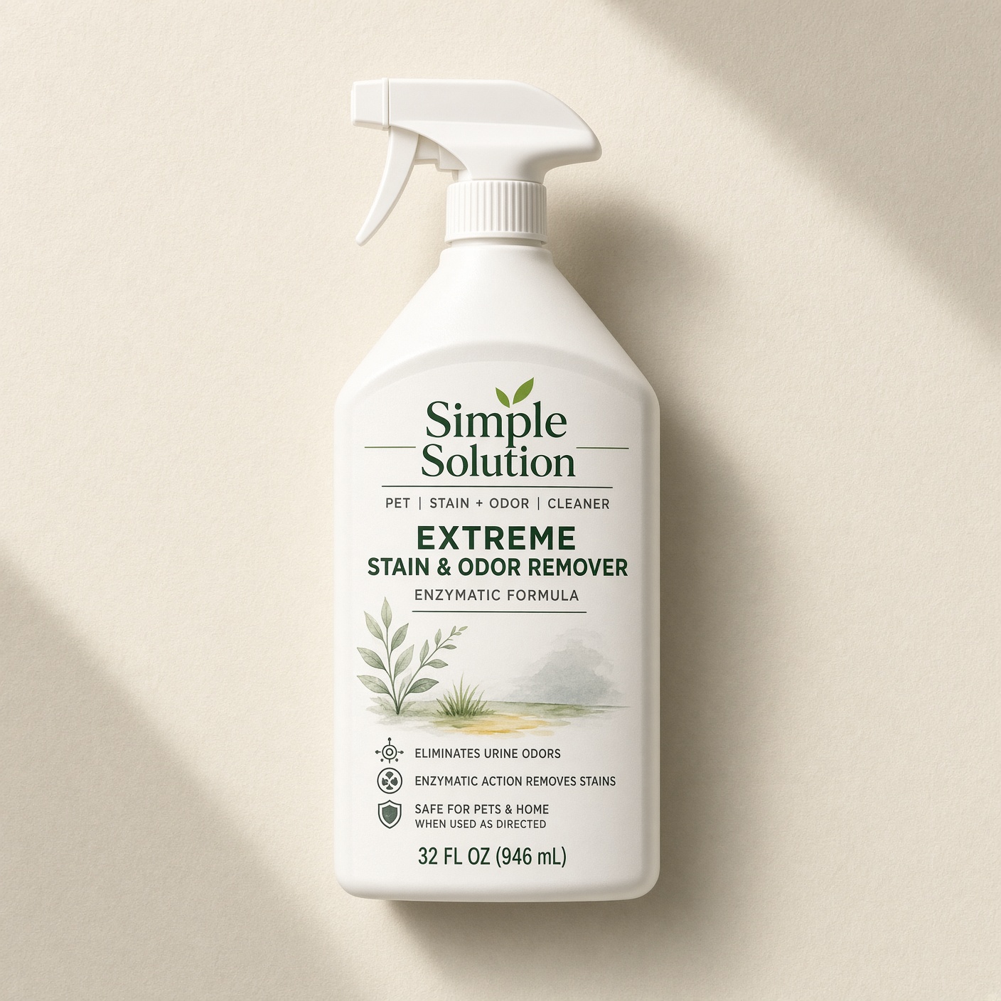 A bottle of enzymatic pet stain and odour remover